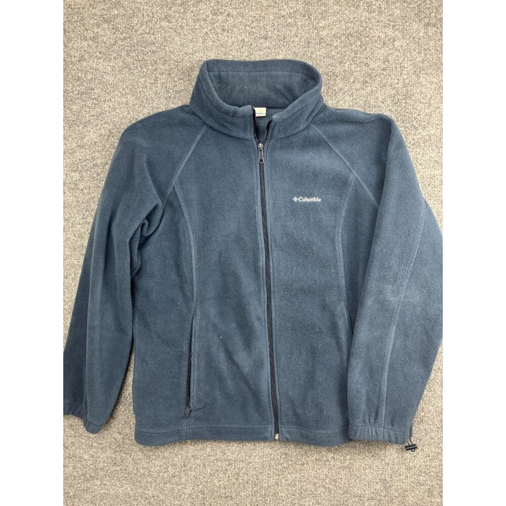 Columbia Fleece Jacket‎ Womens 1X Blue Full Zip Stand Collar Pockets Outdoor